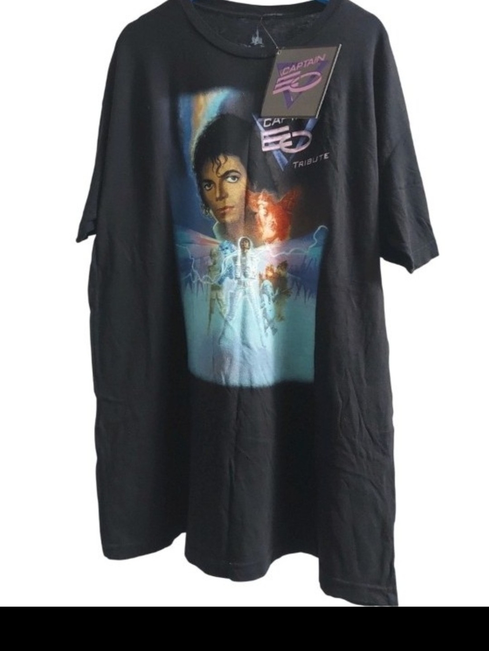 Disney Black Short Sleeve Graphic Tee with Multicolor Tribute Print